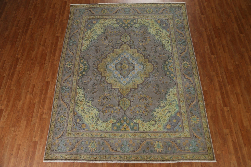 Distressed Over-Dyed Tabriz Persian Area Rug 8x10