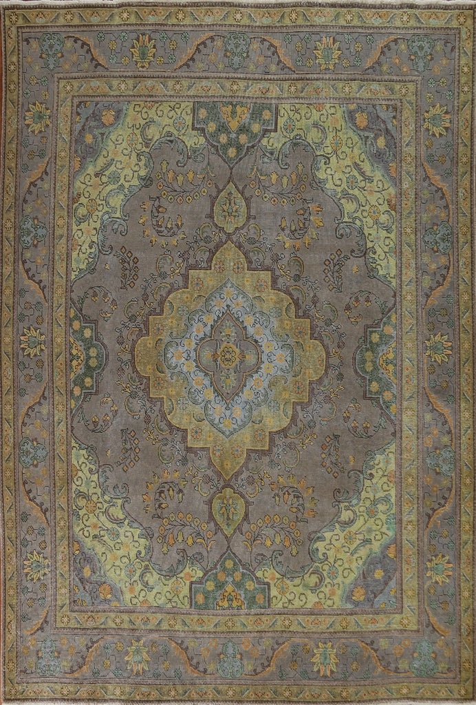 Distressed Over-Dyed Tabriz Persian Area Rug 8x10