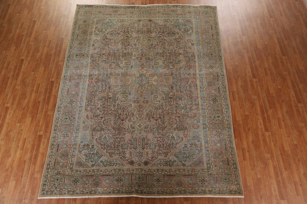 Distressed Over-Dyed Tabriz Persian Area Rug 10x12