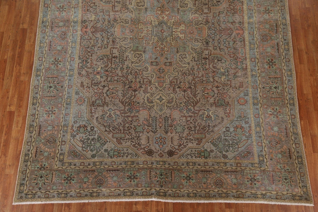 Distressed Over-Dyed Tabriz Persian Area Rug 10x12