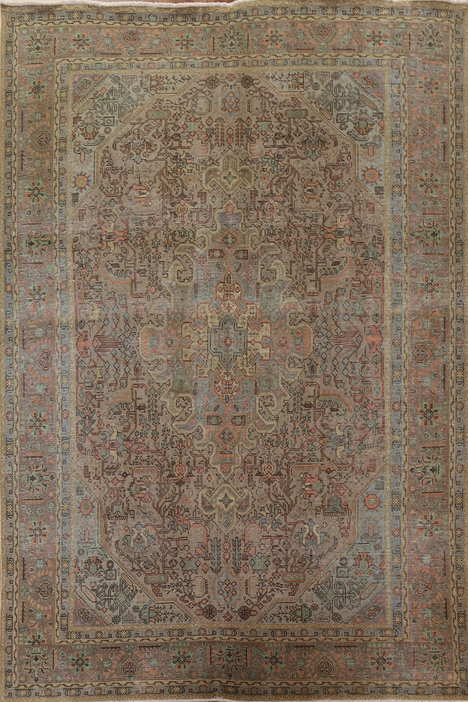 Distressed Over-Dyed Tabriz Persian Area Rug 10x12