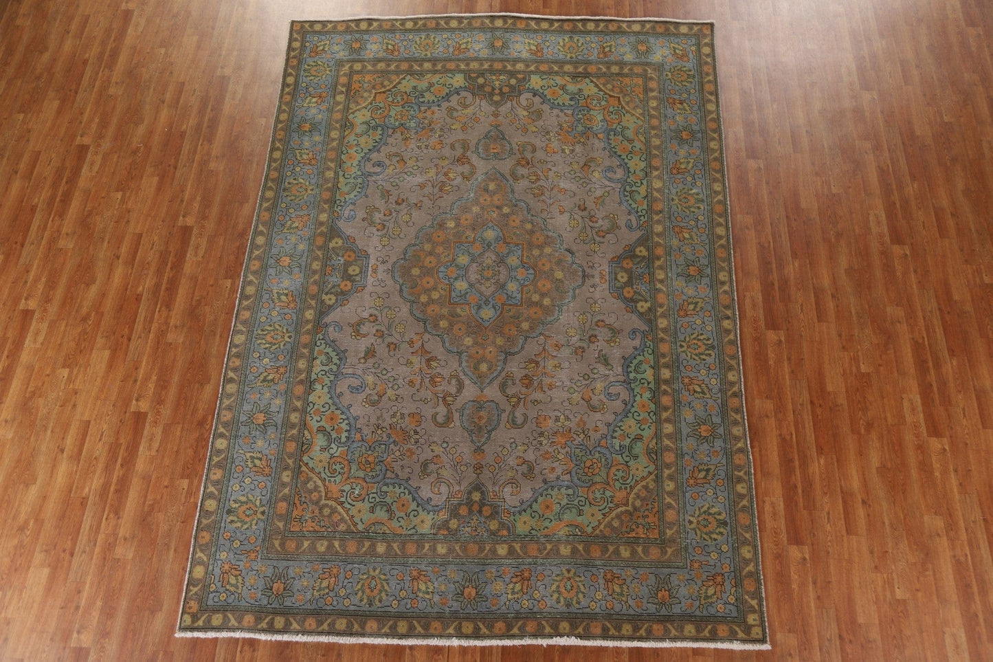 Distressed Over-Dyed Tabriz Persian Area Rug 8x11