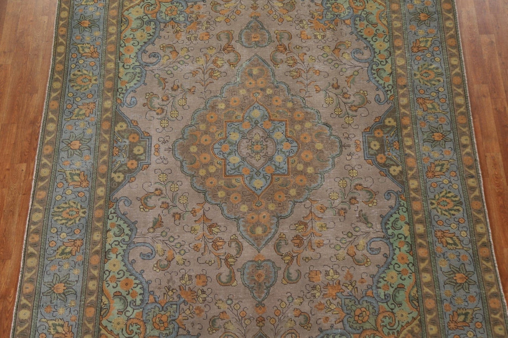 Distressed Over-Dyed Tabriz Persian Area Rug 8x11