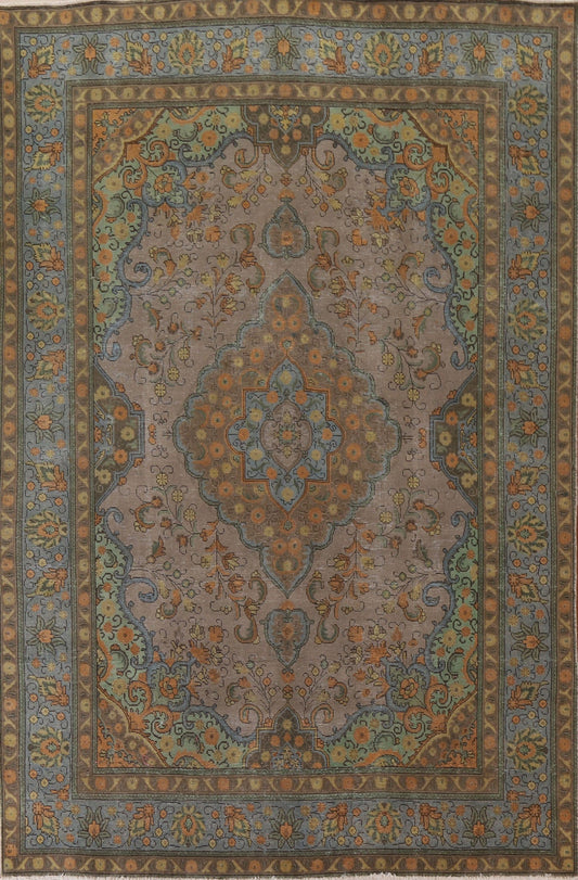 Distressed Over-Dyed Tabriz Persian Area Rug 8x11