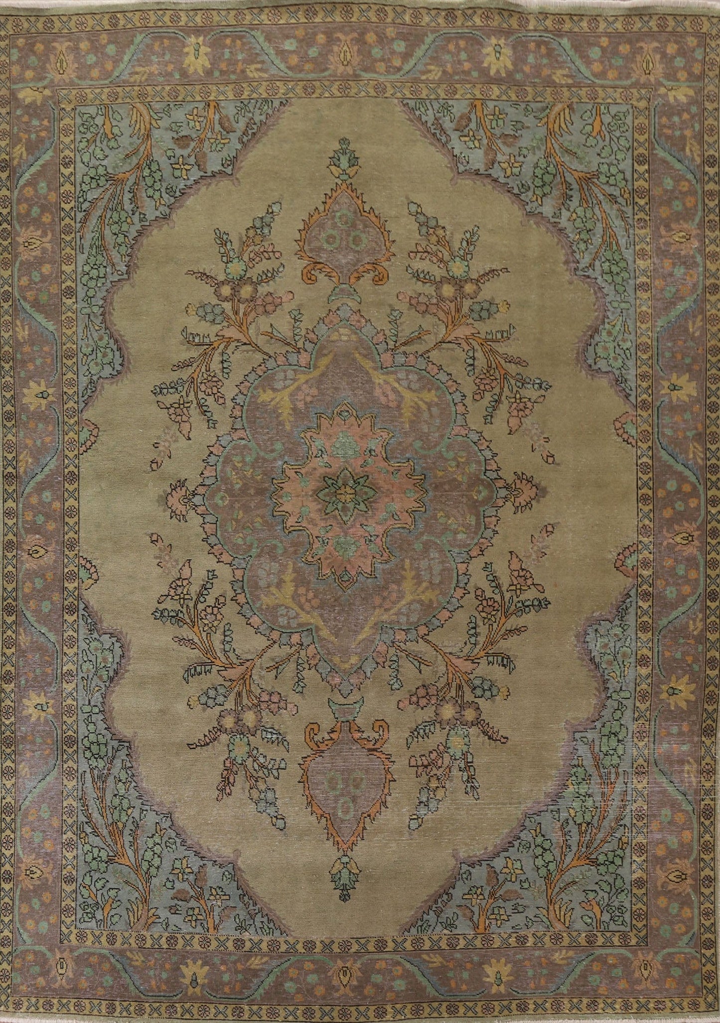 Vintage Over-Dyed Tabriz Persian Area Rug 9x12