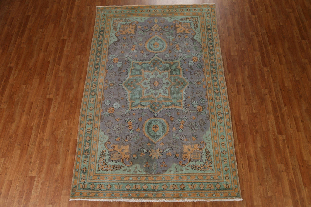 Distressed Over-Dyed Tabriz Persian Area Rug 6x10