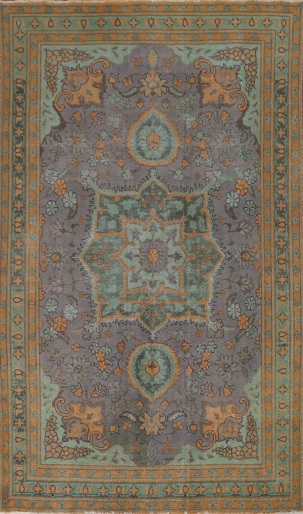 Distressed Over-Dyed Tabriz Persian Area Rug 6x10