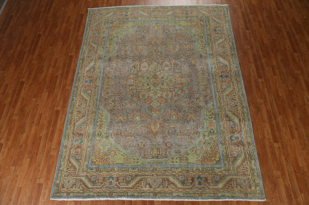 Geometric Over-Dyed Tabriz Persian Area Rug 8x11