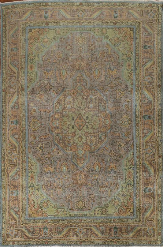 Geometric Over-Dyed Tabriz Persian Area Rug 8x11