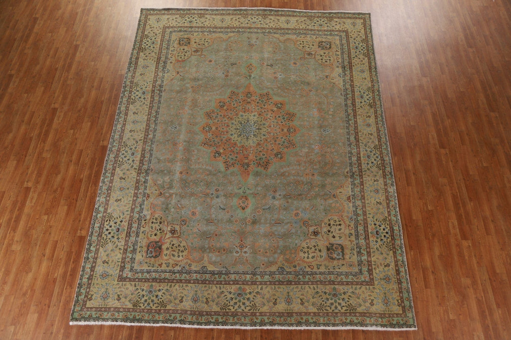 Distressed Over-Dyed Tabriz Persian Area Rug 10x13