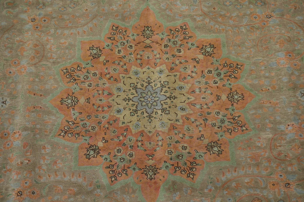 Distressed Over-Dyed Tabriz Persian Area Rug 10x13