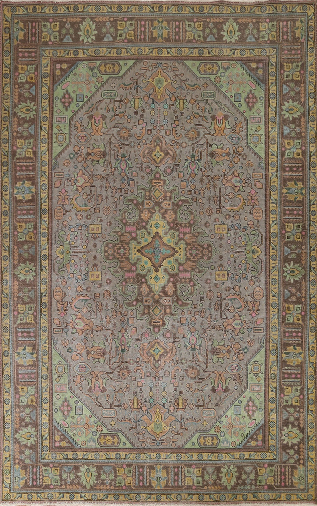 Distressed Over-Dyed Tabriz Persian Area Rug 8x11