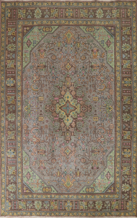 Distressed Over-Dyed Tabriz Persian Area Rug 8x11