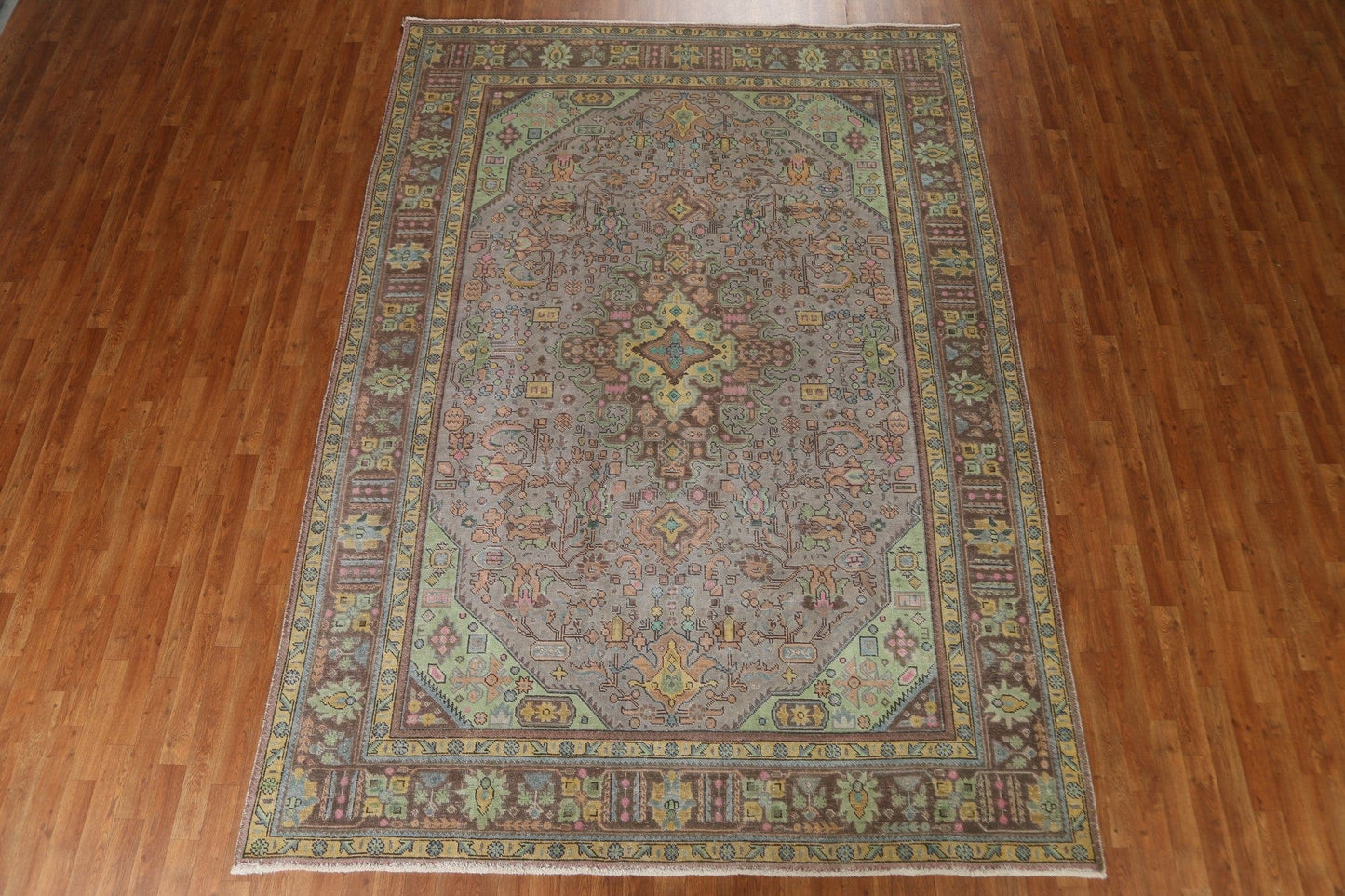 Distressed Over-Dyed Tabriz Persian Area Rug 8x11