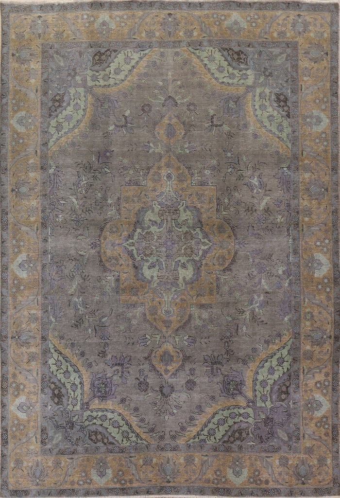 Distressed Over-Dyed Tabriz Persian Area Rug 9x12