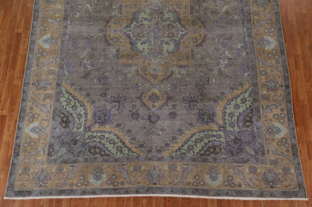 Distressed Over-Dyed Tabriz Persian Area Rug 9x12