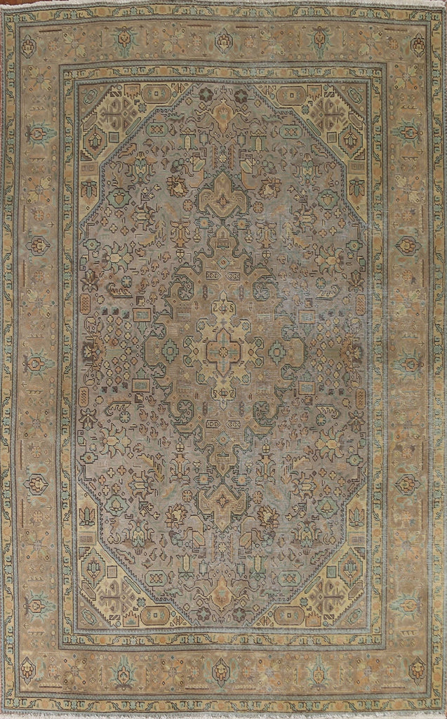 Distressed Over-Dyed Tabriz Persian Area Rug 7x10