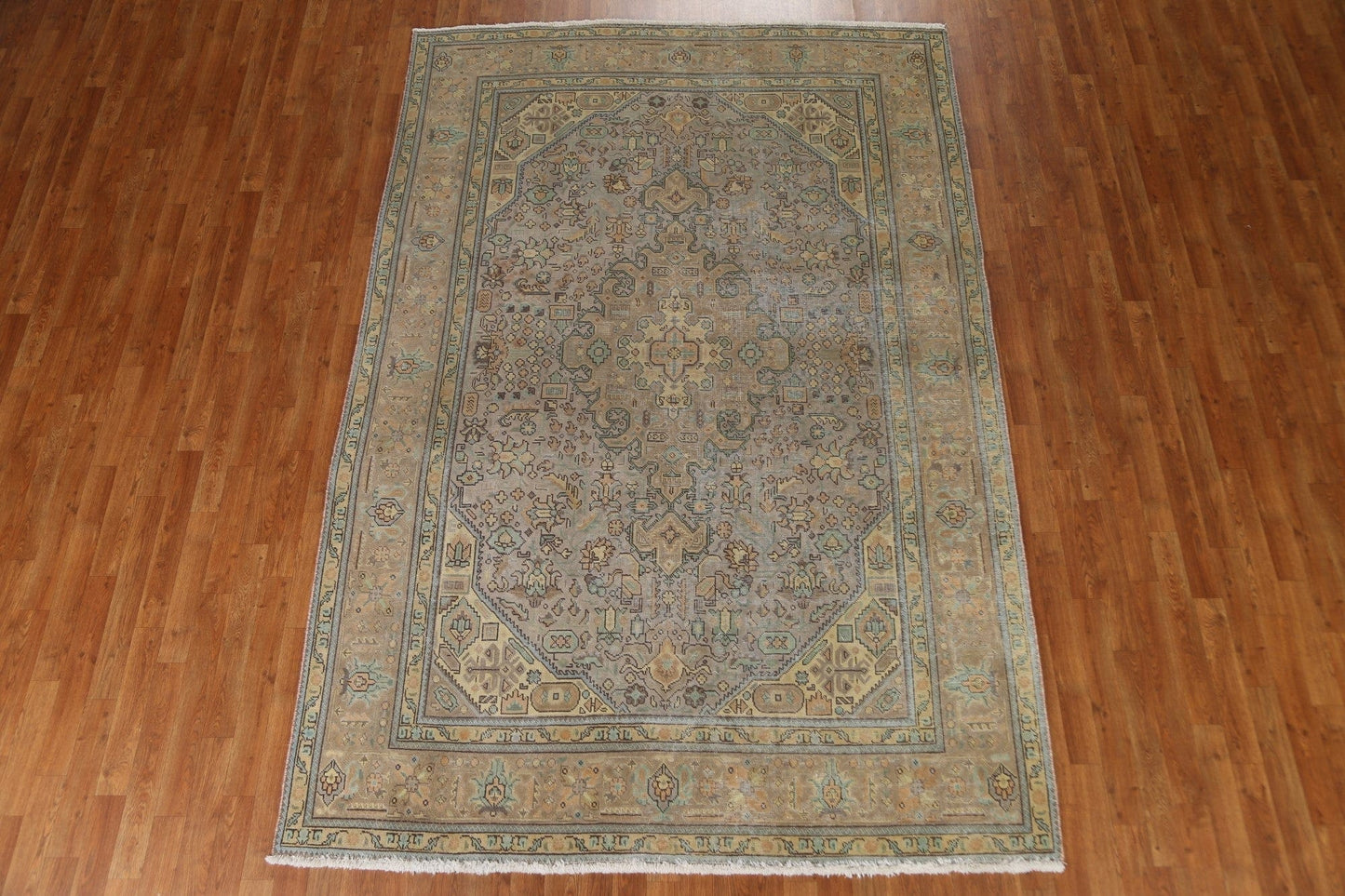 Distressed Over-Dyed Tabriz Persian Area Rug 7x10