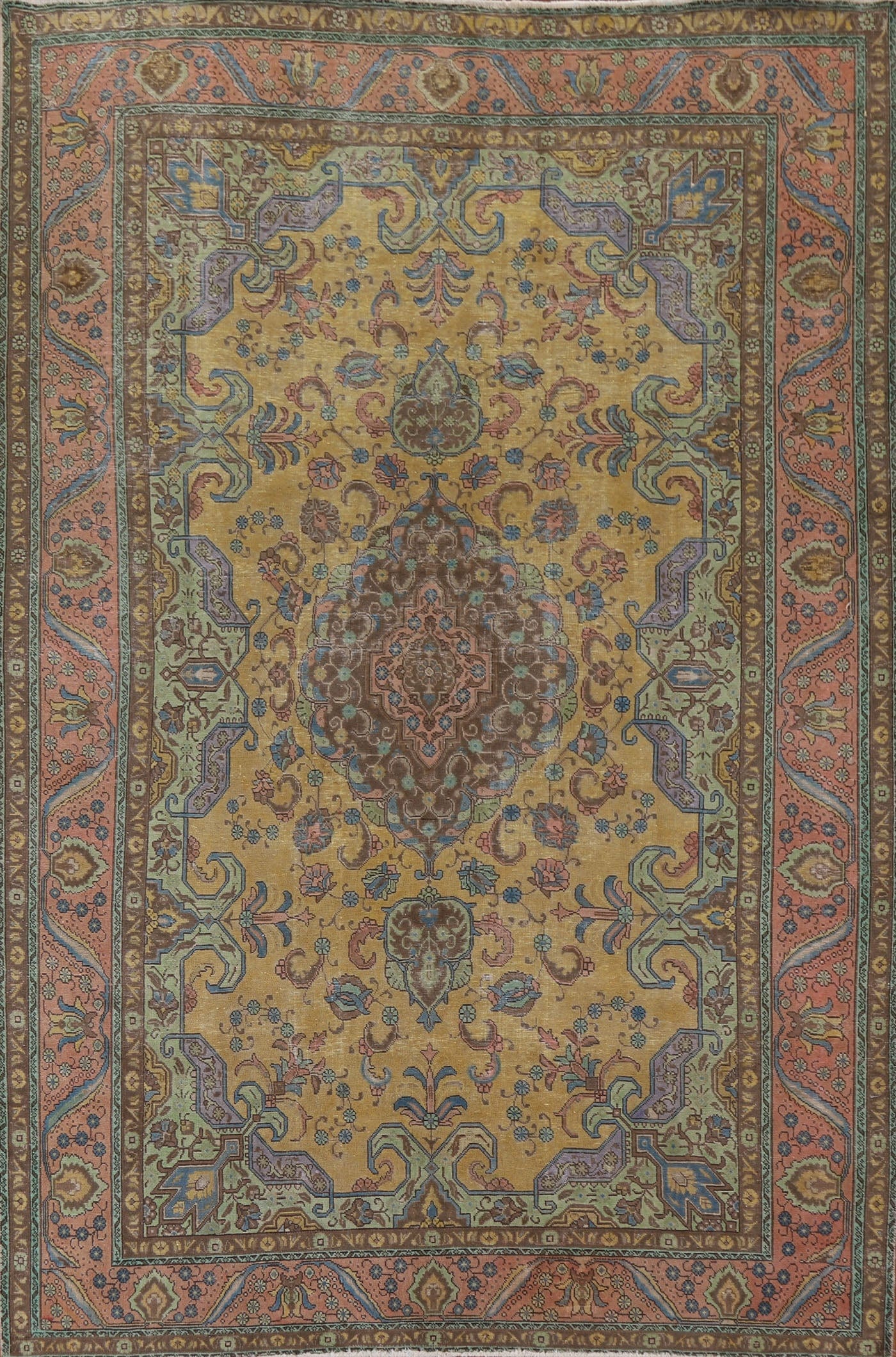 Geometric Over-Dyed Tabriz Persian Area Rug 8x11