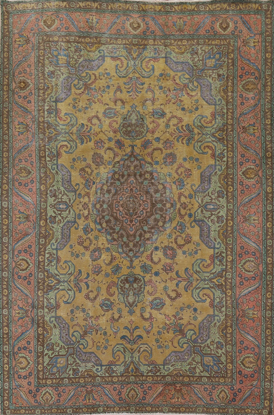 Geometric Over-Dyed Tabriz Persian Area Rug 8x11