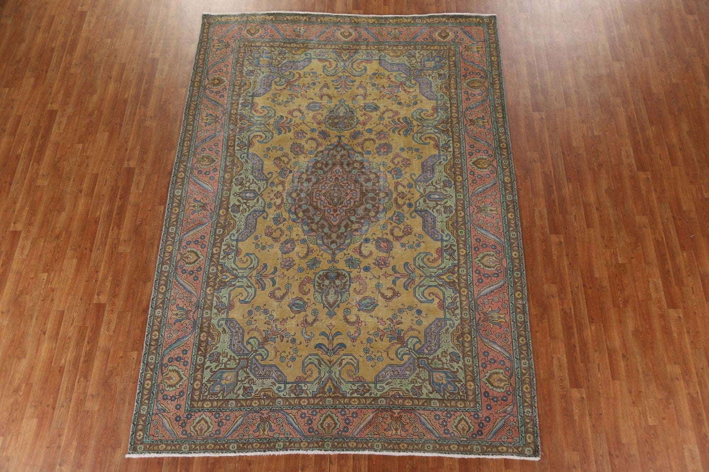 Geometric Over-Dyed Tabriz Persian Area Rug 8x11