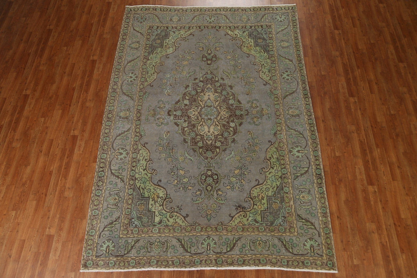 Distressed Over-Dyed Tabriz Persian Area Rug 7x10