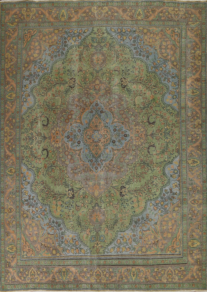 Distressed Over-Dyed Tabriz Persian Area Rug 9x12