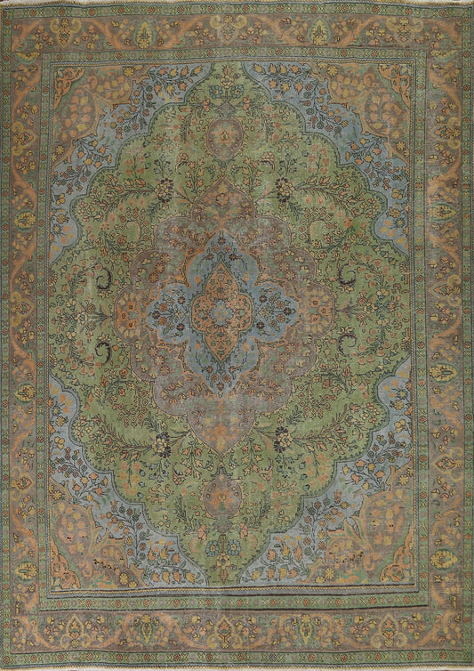 Distressed Over-Dyed Tabriz Persian Area Rug 9x12