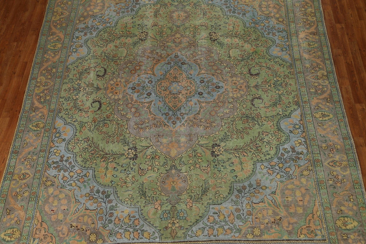 Distressed Over-Dyed Tabriz Persian Area Rug 9x12