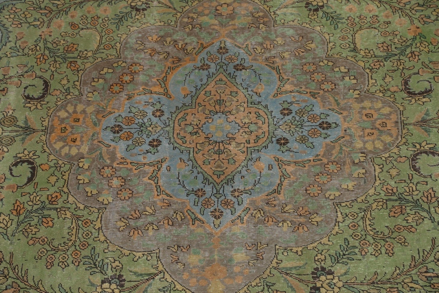 Distressed Over-Dyed Tabriz Persian Area Rug 9x12