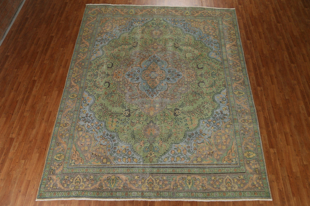 Distressed Over-Dyed Tabriz Persian Area Rug 9x12