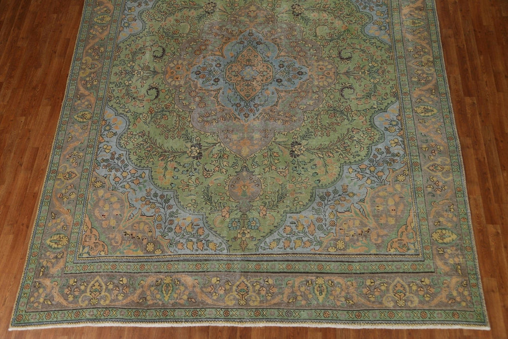 Distressed Over-Dyed Tabriz Persian Area Rug 9x12