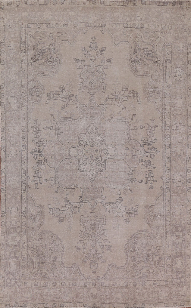 Distressed Muted Tabriz Persian Area Rug 7x10