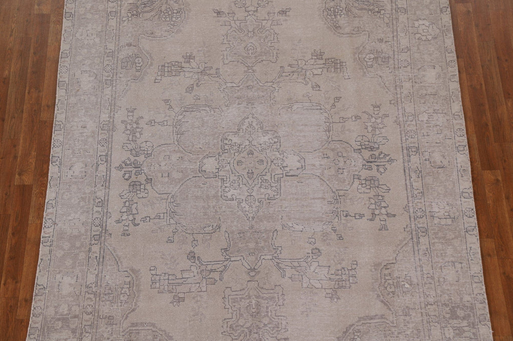 Distressed Muted Tabriz Persian Area Rug 7x10