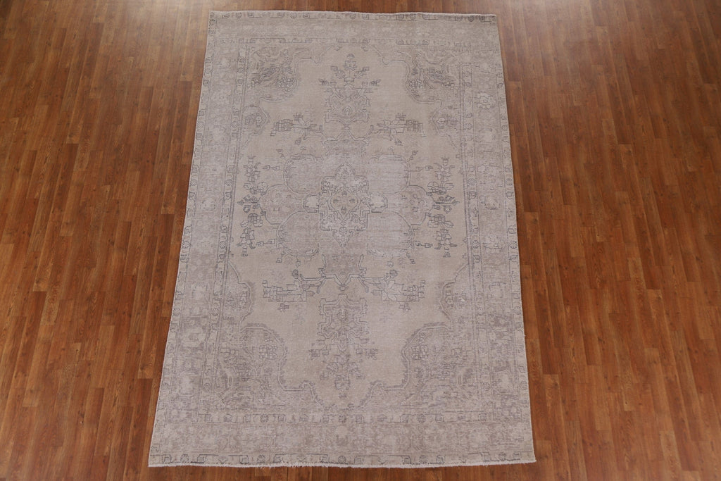 Distressed Muted Tabriz Persian Area Rug 7x10