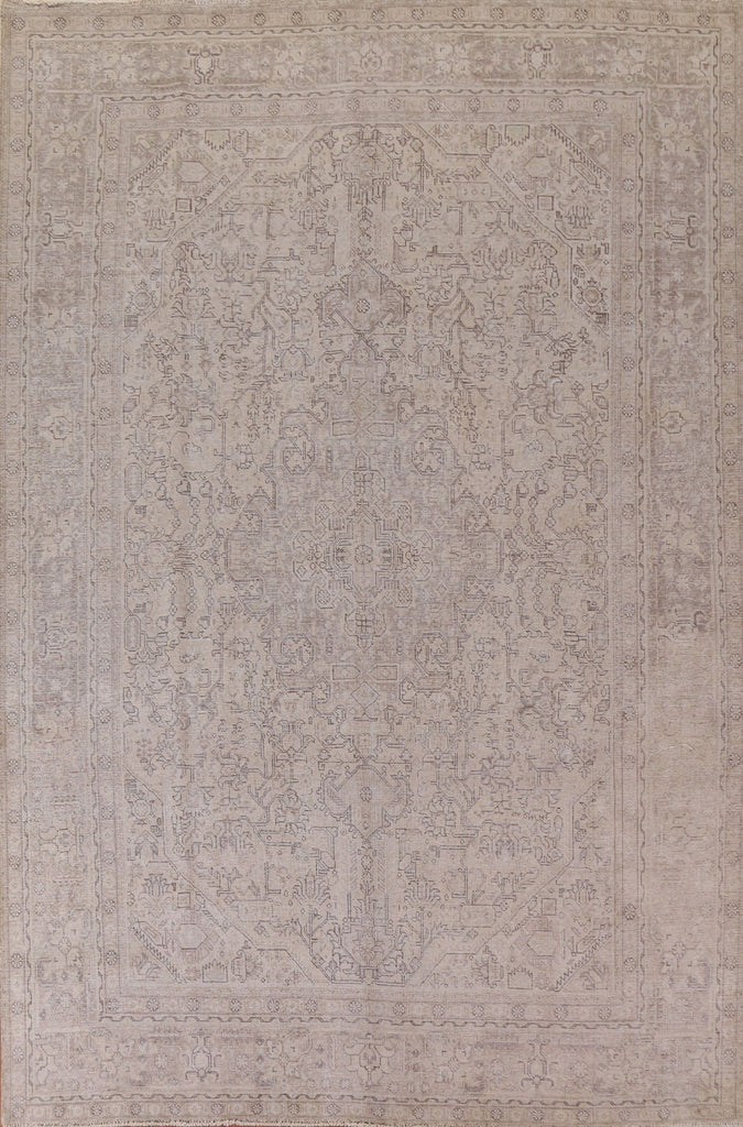 Distressed Geometric Tabriz Persian Area Rug 10x13