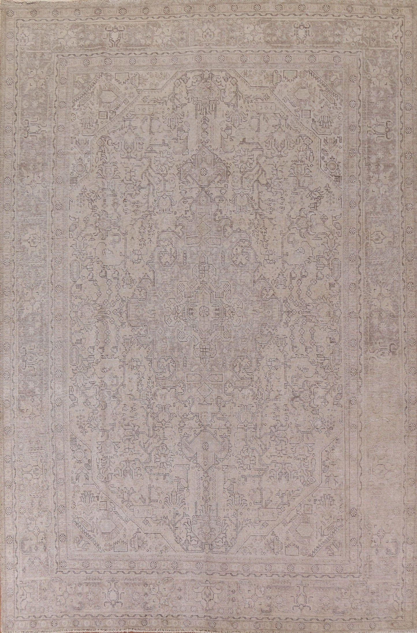 Distressed Geometric Tabriz Persian Area Rug 10x13