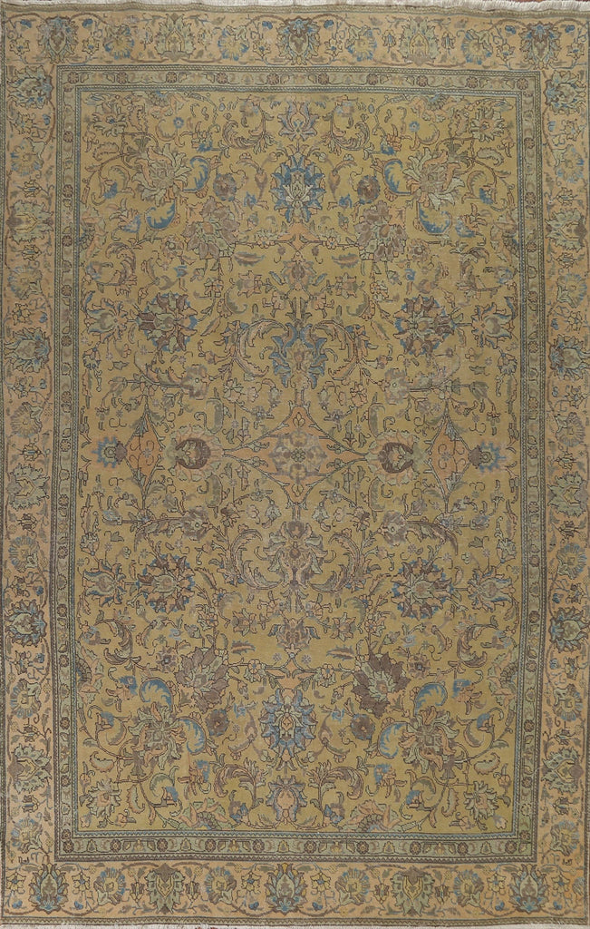 Distressed Over-Dyed Tabriz Persian Area Rug 9x12