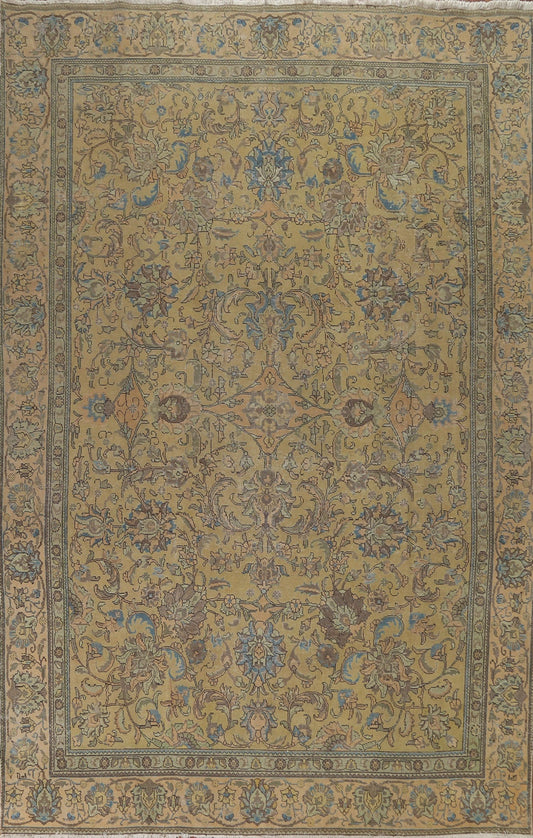 Distressed Over-Dyed Tabriz Persian Area Rug 9x12