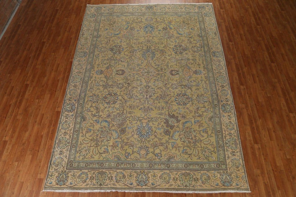 Distressed Over-Dyed Tabriz Persian Area Rug 9x12