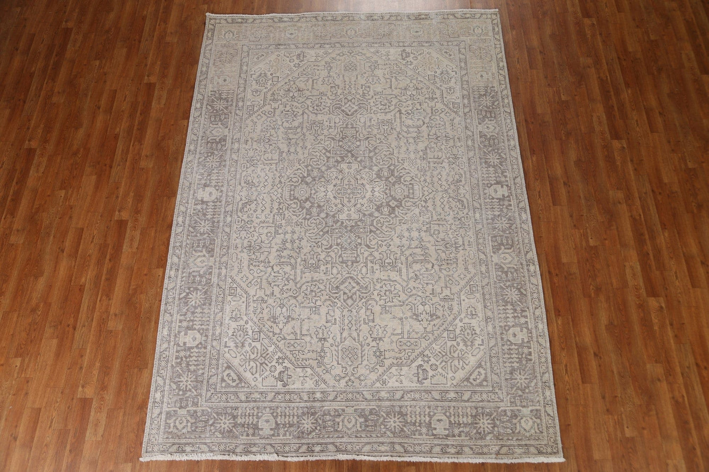 Distressed Geometric Tabriz Persian Area Rug 7x9