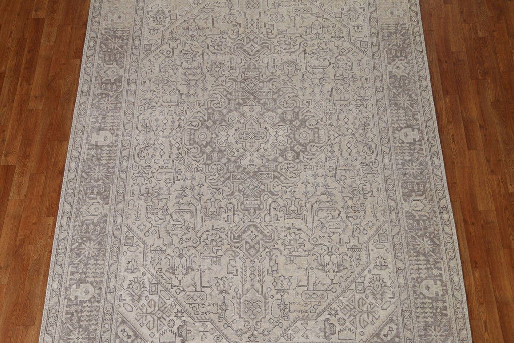 Distressed Geometric Tabriz Persian Area Rug 7x9