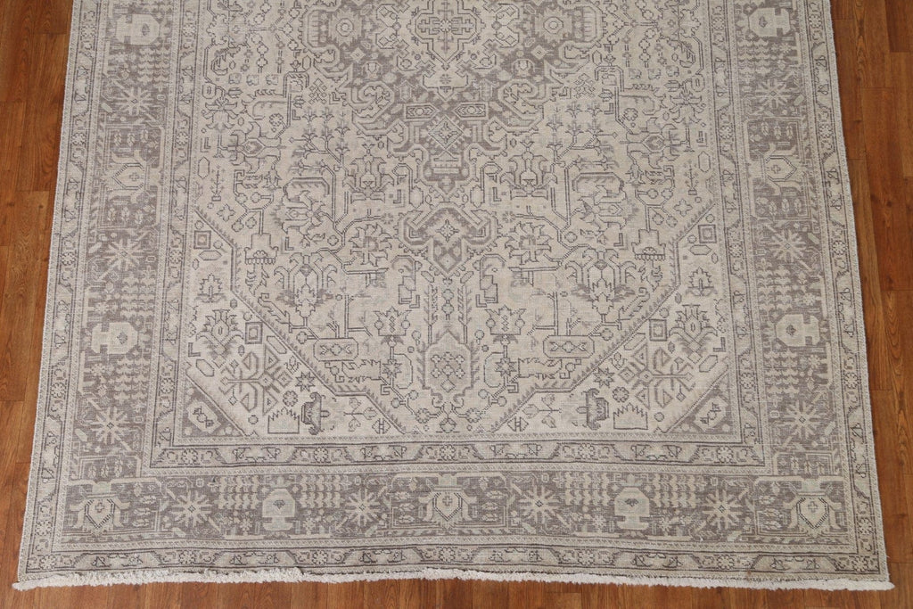 Distressed Geometric Tabriz Persian Area Rug 7x9