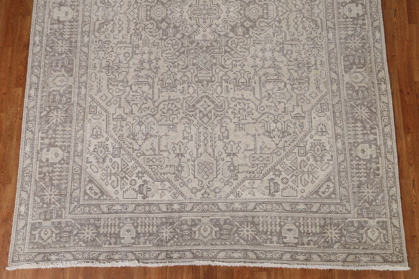 Distressed Geometric Tabriz Persian Area Rug 7x9