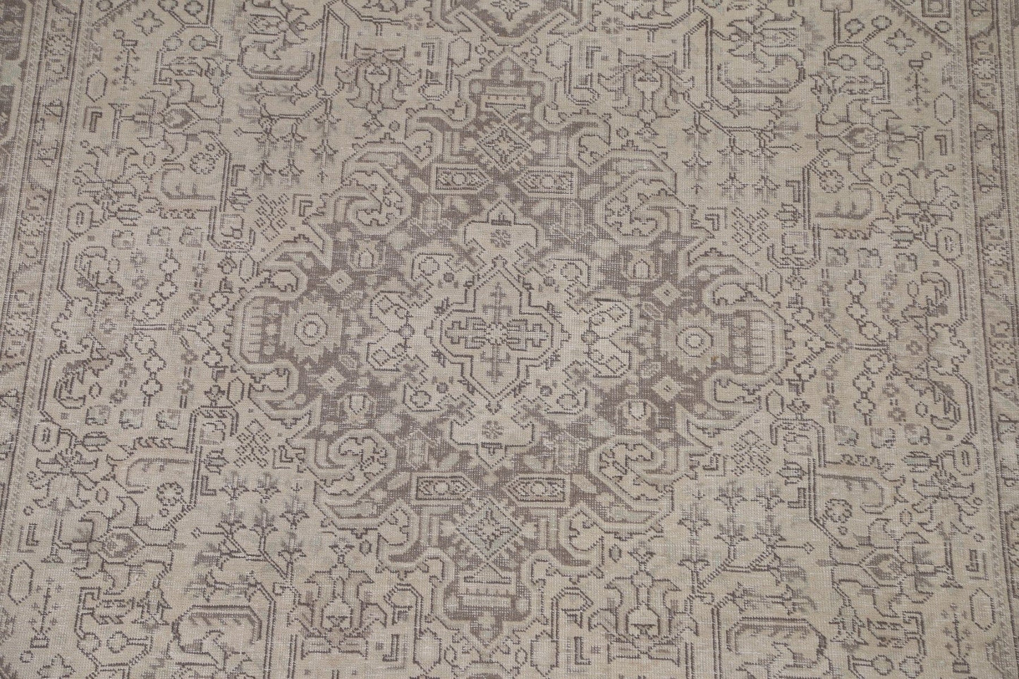 Distressed Geometric Tabriz Persian Area Rug 7x9