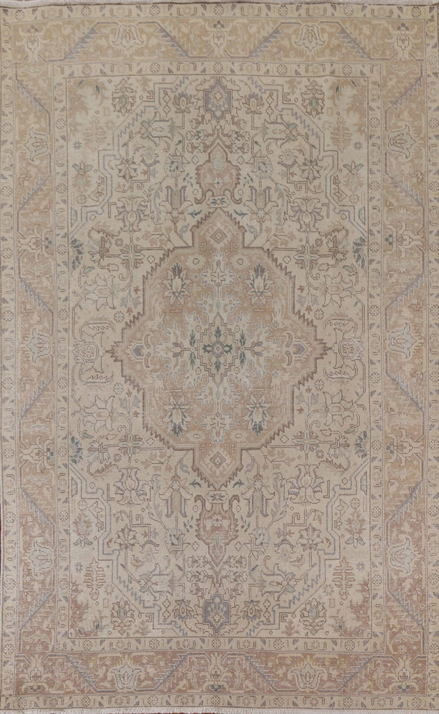 Distressed Wool Tabriz Persian Area Rug 6x10