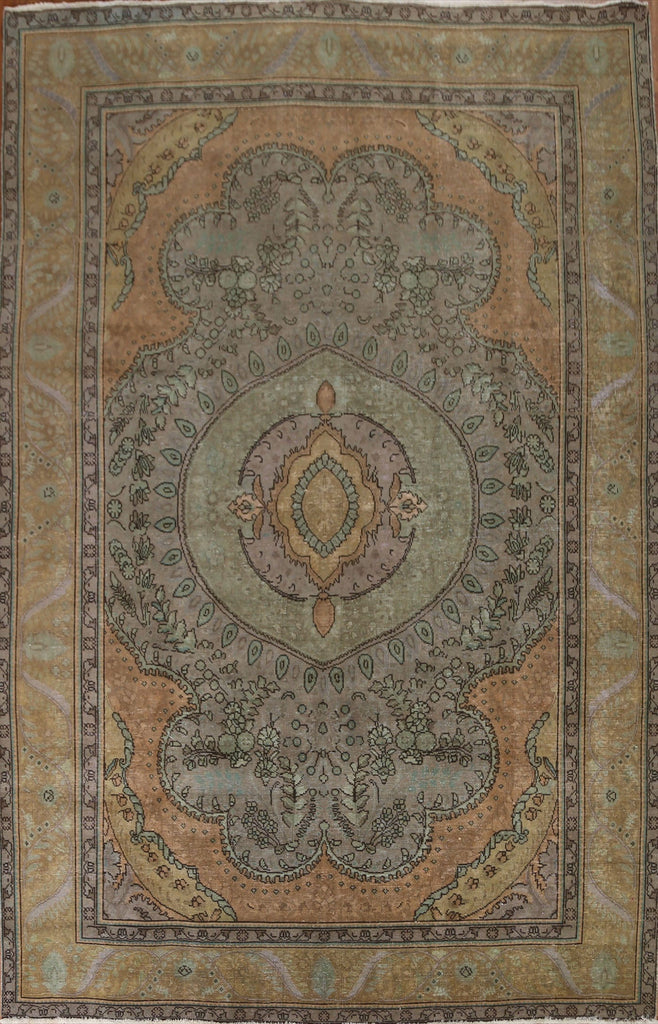 Distressed Over-Dyed Tabriz Persian Area Rug 8x11