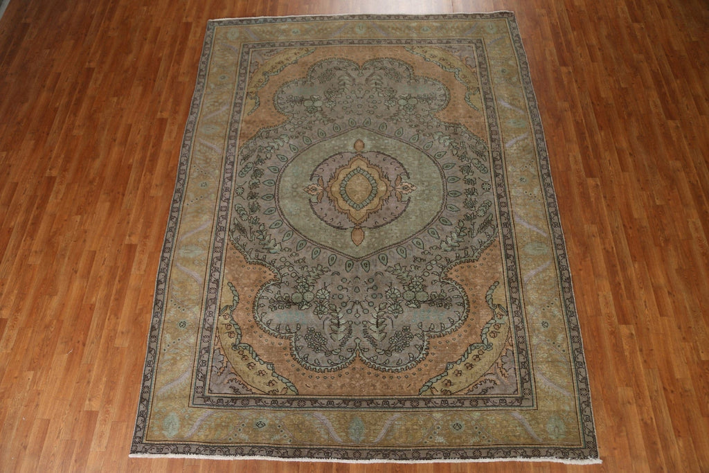 Distressed Over-Dyed Tabriz Persian Area Rug 8x11