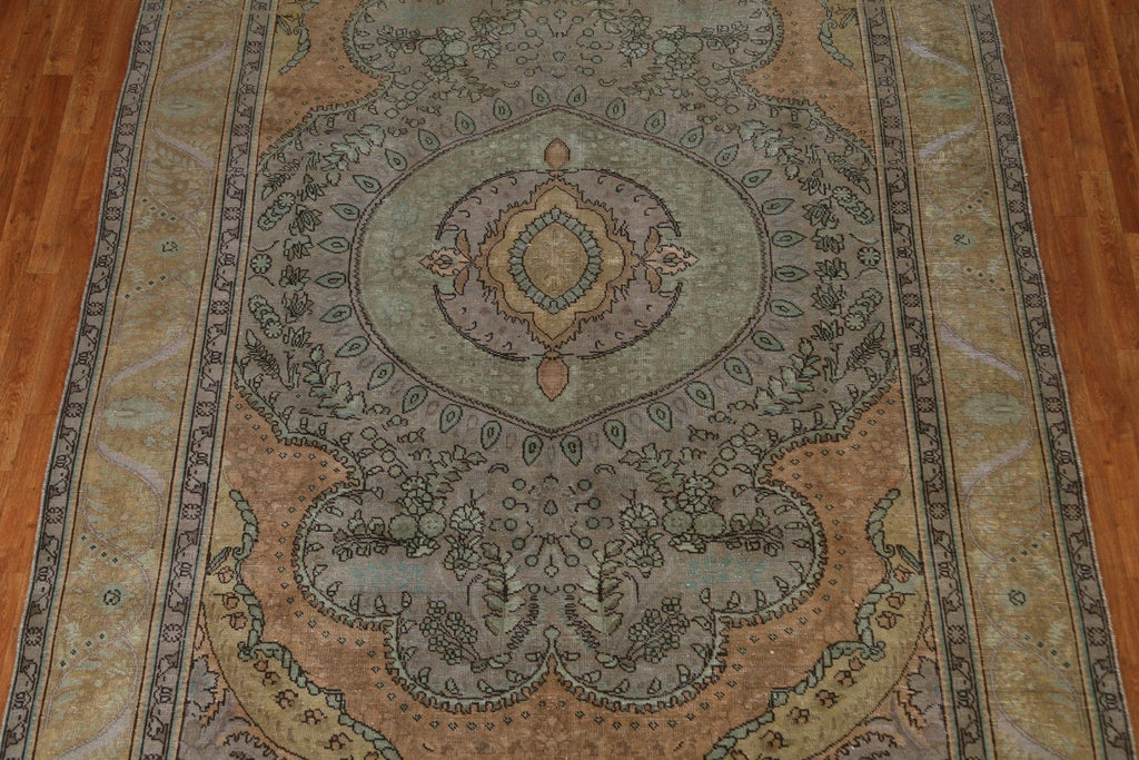 Distressed Over-Dyed Tabriz Persian Area Rug 8x11