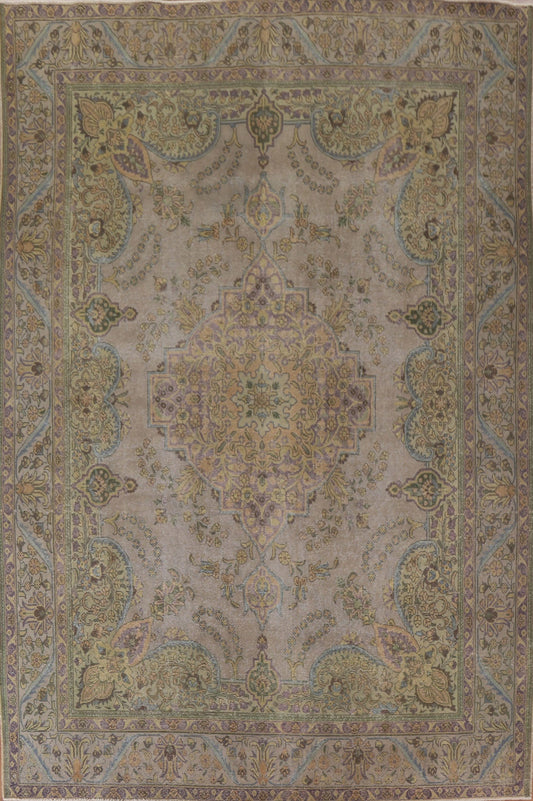 Distressed Over-Dyed Tabriz Persian Area Rug 10x13